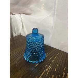 Vintage Homco Blue Glass Diamond Cup Peg Candle Sconce Votive Tea Light Holder